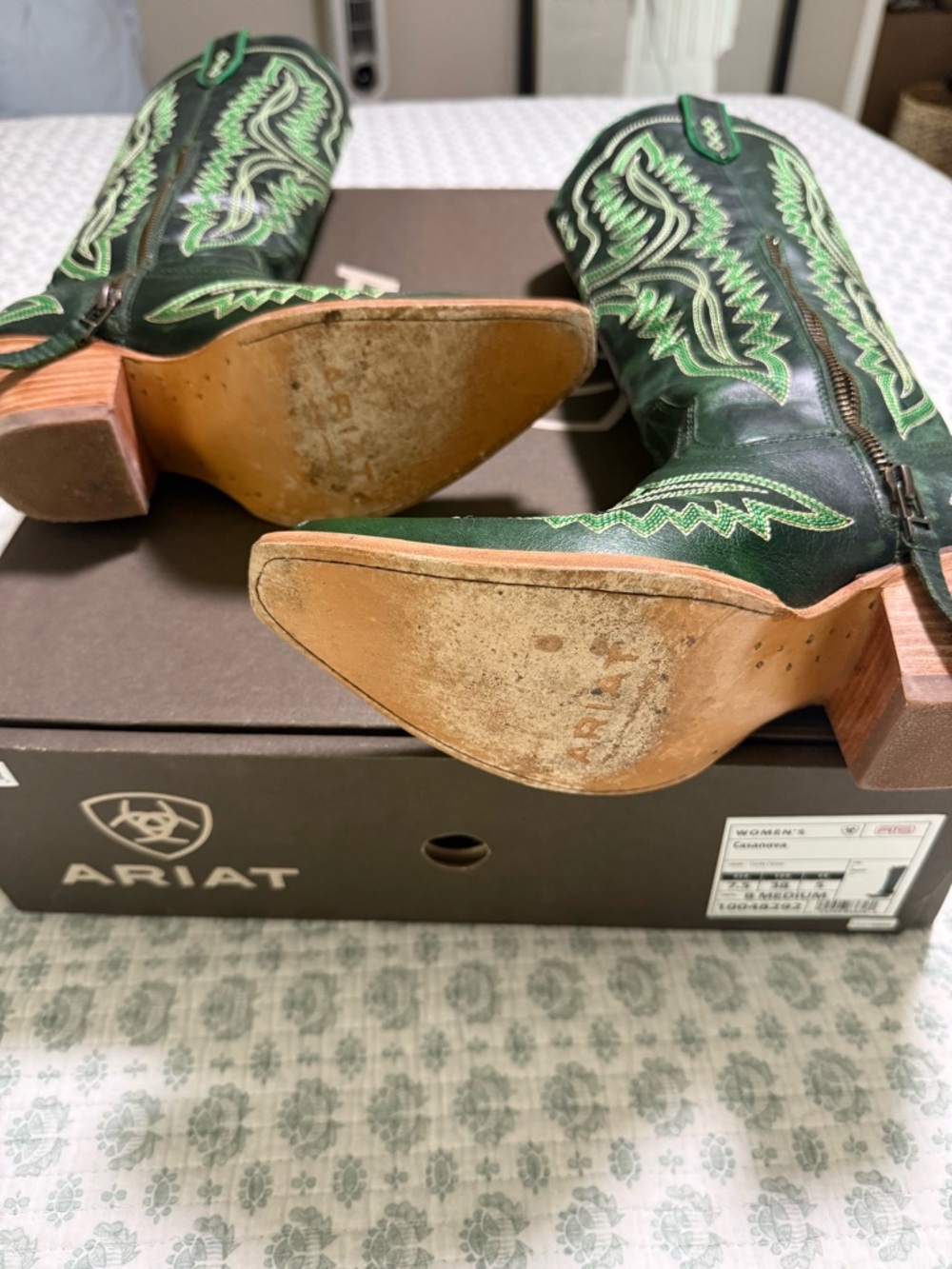 Women’s Ariat Casanova Cowboy Boots Lucky Clover Size 7.5 - Picture 5 of 14